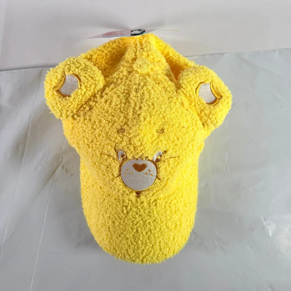 Care Bears Funshine Bear Sherpa Plush Hat Baseball Cap Ears Snapback NWT